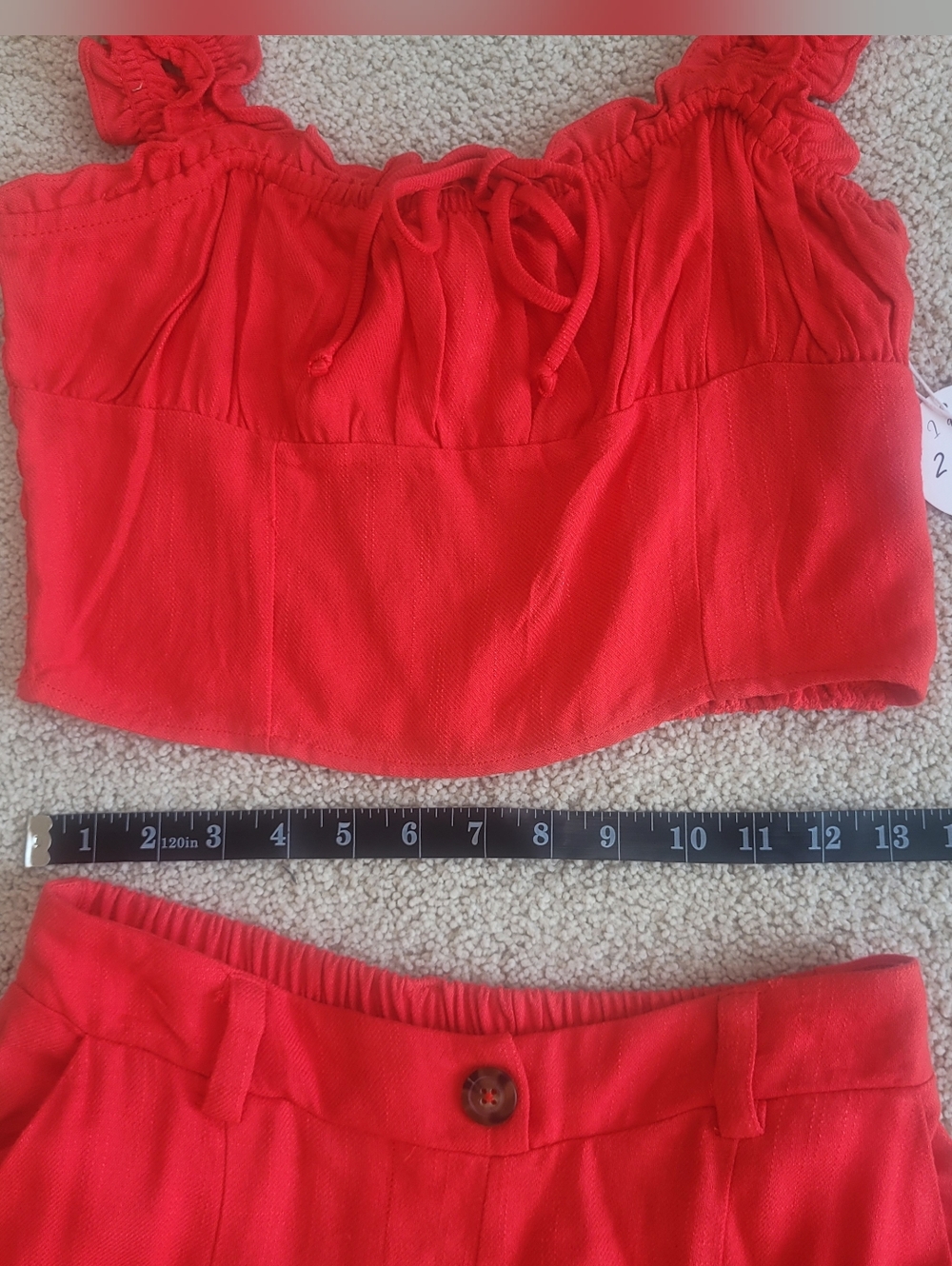 *NWT* Trendy Sienna Sky Red Ruffled Crop Top and Wide Leg Pants Set Sz M - Picture 7 of 9